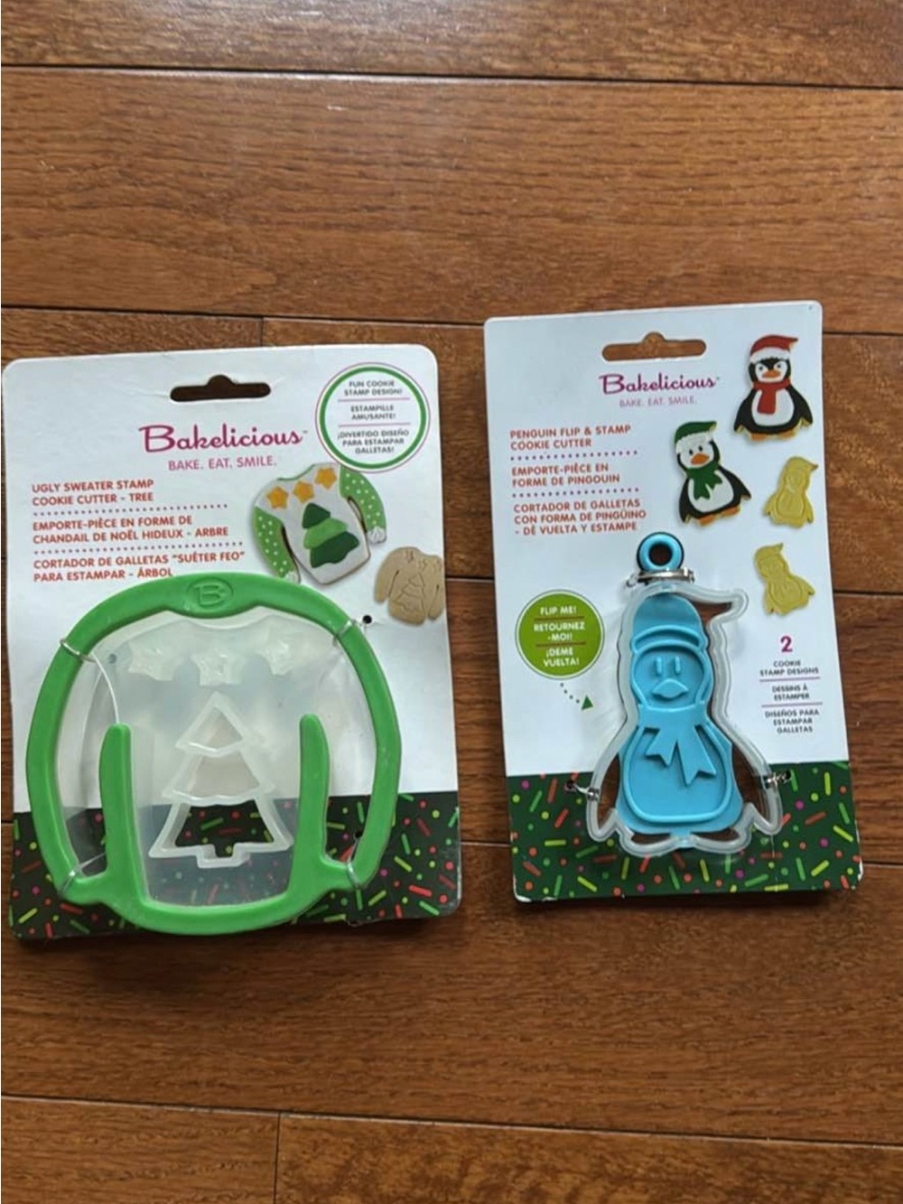 Penguin & Ugly Sweater Cookie Cutters and Stamps - Blue & Green